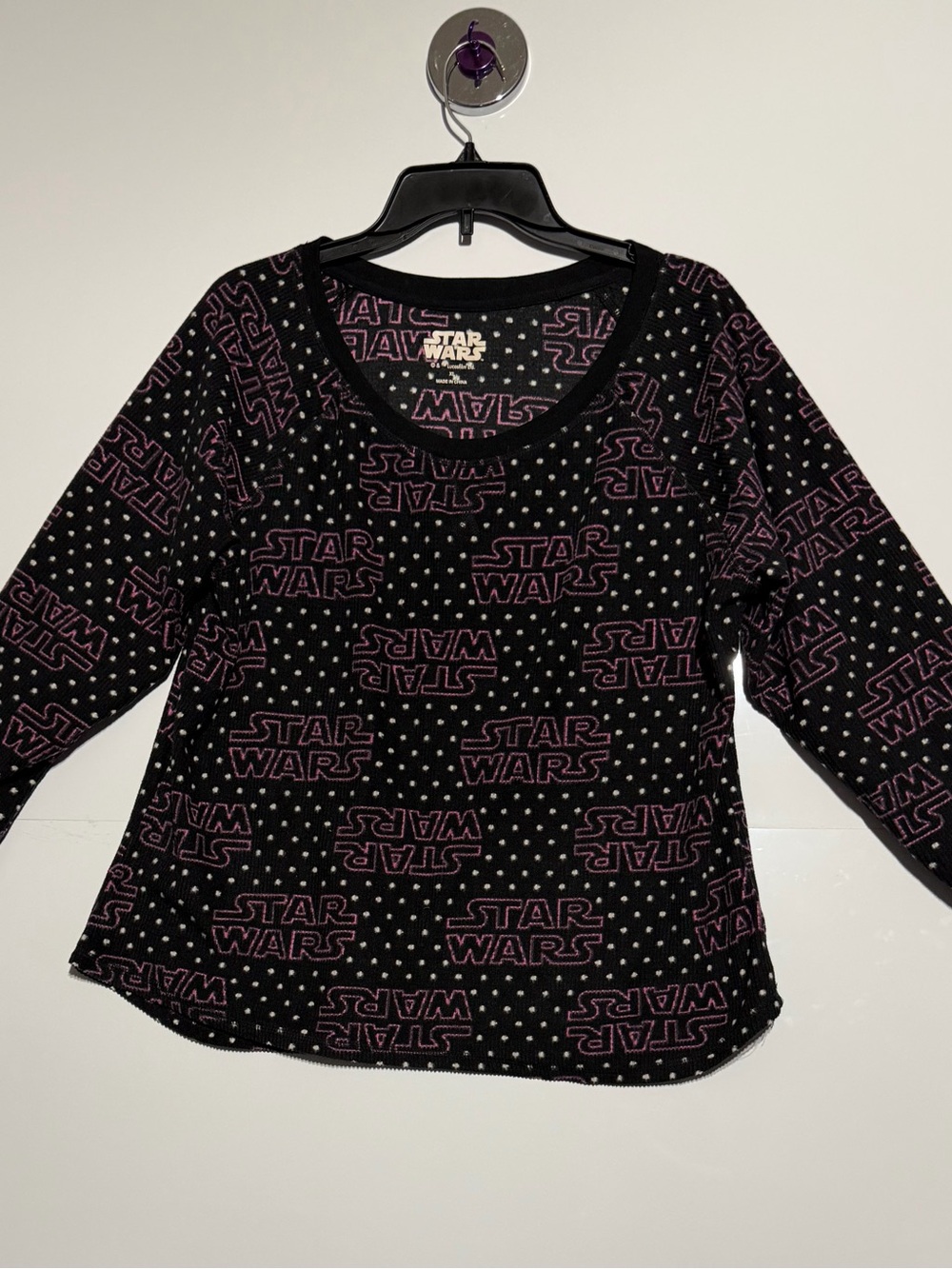 Star Wars Black Long-Sleeve Women's Tee with Purple Logo Print